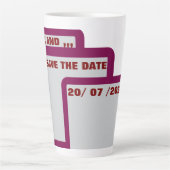 Bewerkbare Save the Date sticker – Drink en... Latte Mok (Voorkant)