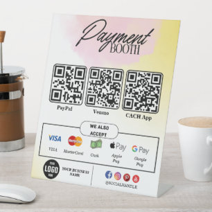 Bewerkbare Scan to Pay Sign - QR Code Sjabloon Reclamebord Met Voetstuk