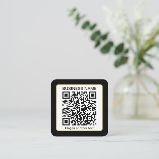 Bewerkbare, scanbare QR-code + uw bedrijfsnaam Informatiekaartje (Staand voorkant)