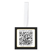 Bewerkbare, scanbare QR-code + uw bedrijfsnaam Kubus Ornament (Voorkant)