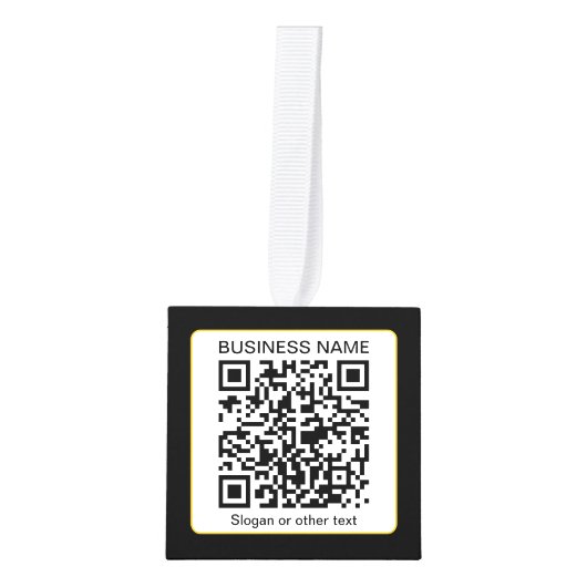 Bewerkbare, scanbare QR-code + uw bedrijfsnaam Kubus Ornament (Voorkant)