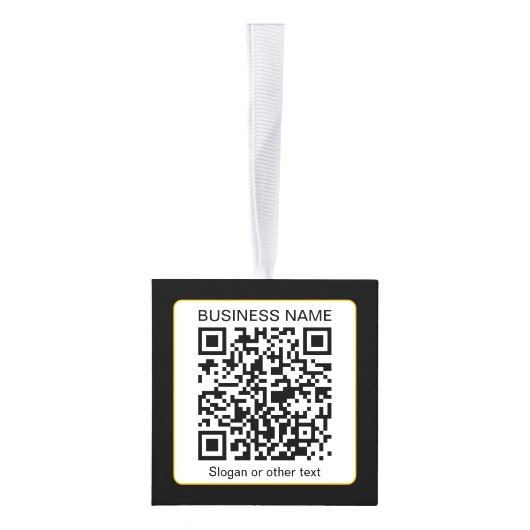 Bewerkbare, scanbare QR-code + uw bedrijfsnaam Kubus Ornament (Rechts)