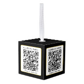 Bewerkbare, scanbare QR-code + uw bedrijfsnaam Kubus Ornament (Achter hoekig)