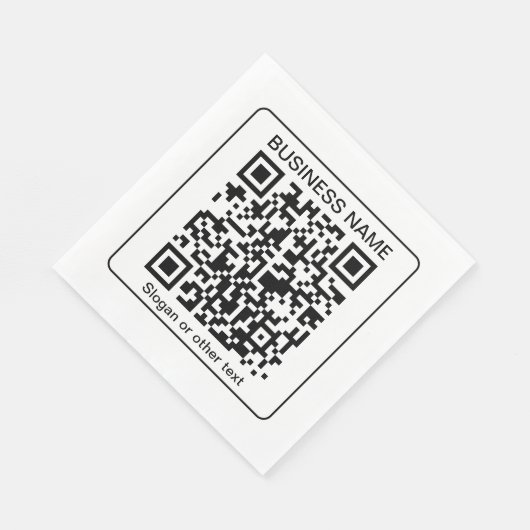 Bewerkbare, scanbare QR-code + uw bedrijfsnaam Servet (Hoek)