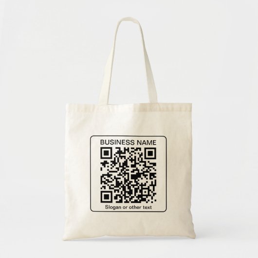 Bewerkbare, scanbare QR-code + uw bedrijfsnaam Tote Bag (Voorkant)