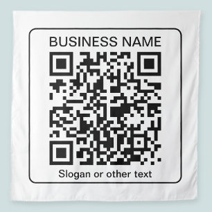 Bewerkbare, scanbare QR-code + uw bedrijfsnaam Wandkleed