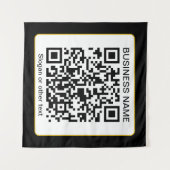 Bewerkbare, scanbare QR-code + uw bedrijfsnaam Wandkleed (Voorkant (horizontaal))