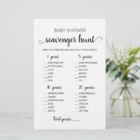 Bewerkbare Scavenger Hunt Baby shower spel