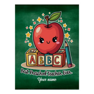 Bewerkbare Schattigee docent Apple Design Perfect Poster