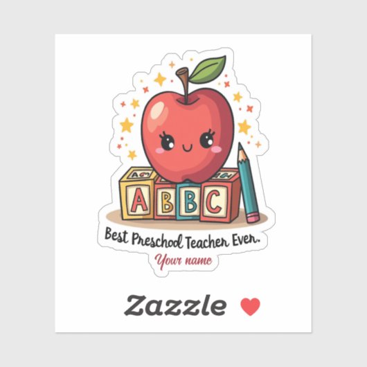 Bewerkbare Schattigee docent Apple Design Sticker (Vel)