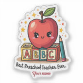 Bewerkbare Schattigee docent Apple Design Sticker (Voorkant)