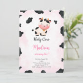 Bewerkbare Schattigee Koe Verjaardagsuitnodiging Kaart (Staand voorkant)