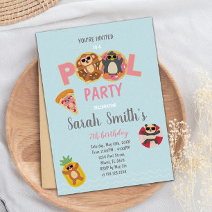Bewerkbare Schattigee Summer Swim Party Uitnodigin Kaart