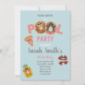 Bewerkbare Schattigee Summer Swim Party Uitnodigin Kaart (Voorkant)