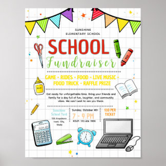 Bewerkbare school open dag fondsenwervingsflyer poster