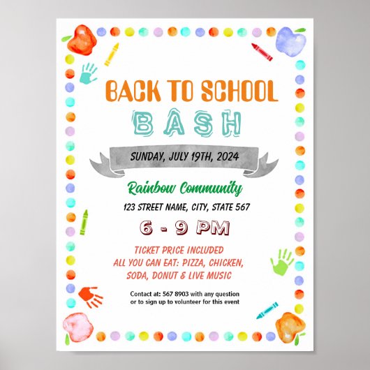 Bewerkbare School Supply Drive Flyer sjabloon Poster (Voorkant)