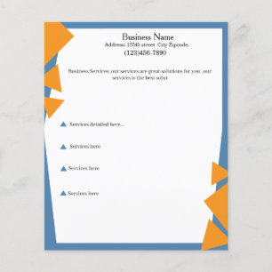 Bewerkbare service basisfolder blauw en oranje flyer