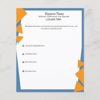Bewerkbare service basisfolder blauw en oranje flyer