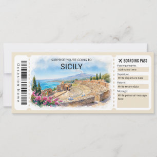 Bewerkbare Sicilië Reis Instapkaart Ticket Kaart