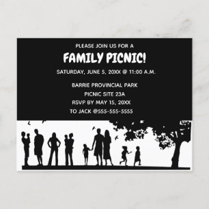 Bewerkbare Silhouette Family Picnic Uitnodiging Briefkaart