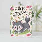 Bewerkbare Simple Wolf digitale verjaardag Kaart (Staand voorkant)