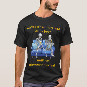 Bewerkbare skeletten Drink bier T-shirt