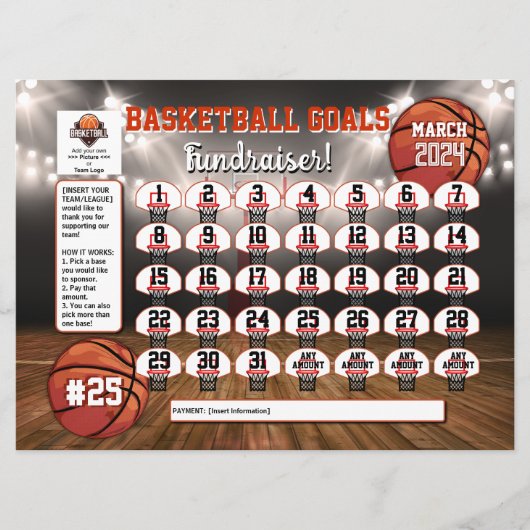 Bewerkbare Softbal Kalender Fondsenwerving Flyer N Kaart (Voorkant)