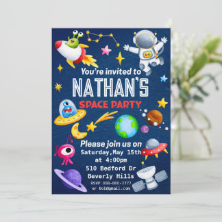 Bewerkbare Space Party uitnodiging