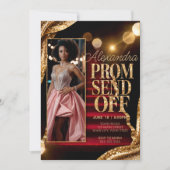 Bewerkbare Sparkling Gold Prom Verstuur DIY-foto Kaart (Voorkant)