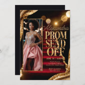 Bewerkbare Sparkling Gold Prom Verstuur DIY-foto Kaart (Voorkant / Achterkant)