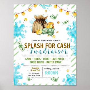 Bewerkbare splash voor cash fondsenwervingsfolder poster