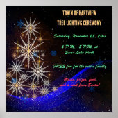 Bewerkbare stadboom verlichting viering poster (Voorkant)