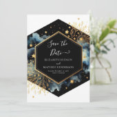 Bewerkbare sterren Hemelse bruiloft Save The Date (Staand voorkant)