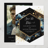Bewerkbare sterren Hemelse bruiloft Save The Date (Voorkant / Achterkant)