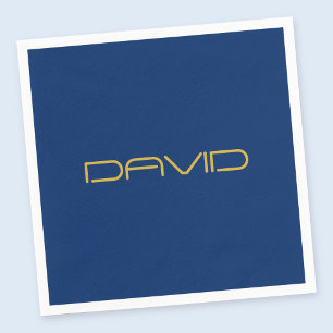 Bewerkbare stijlvolle tekst   Goud & Marine Blauw Servet