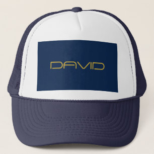 Bewerkbare stijlvolle tekst Goud & Marineblauw Trucker Pet