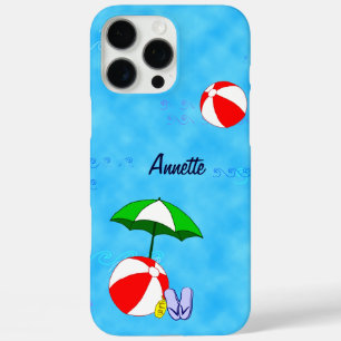 Bewerkbare strandbal zwembadspelgoed Nautisch iPhone 16 Pro Max Hoesje