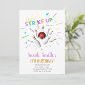 Bewerkbare Strike Party-uitnodiging voor jongens o Kaart (Staand voorkant)