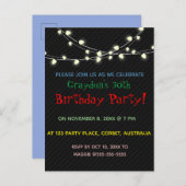 Bewerkbare Strings of Party Lights Verjaardag Uitnodiging Briefkaart (Voorkant / Achterkant)