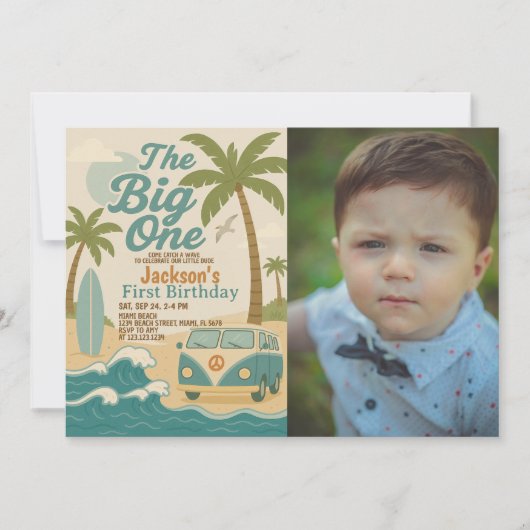 Bewerkbare Surven Up Boy 1st Birthday Invite Kaart (Voorkant)