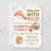 Bewerkbare Sushi uitnodiging voor verjaardagsfeest (Voorkant)