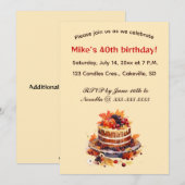 Bewerkbare taart en bessen verjaardag kaart (Voorkant / Achterkant)