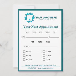Bewerkbare tandheelkundige volgende afspraak kaart