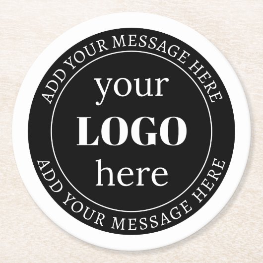 Bewerkbare tekst en uw Logo of ander ontwerp Ronde Kartonnen Onderzetter (Voorkant)