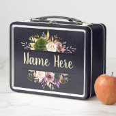 bewerkbare tekst Floral Metal Lunch Box (In situ)