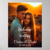 Bewerkbare tekst kleuren modern huwelijks welkomst poster (Voorkant)