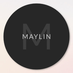 Bewerkbare Tekst Sjabloon voor Monogrammed Naam en Ronde Sticker