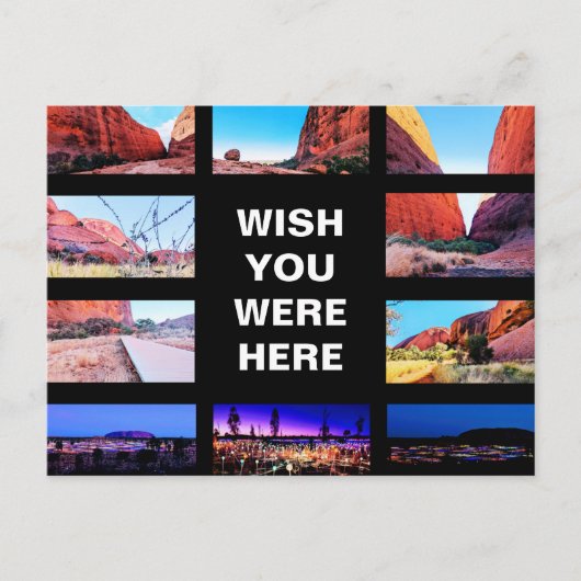 Bewerkbare tekst - Uluru Red Center multi-foto Briefkaart (Voorkant)