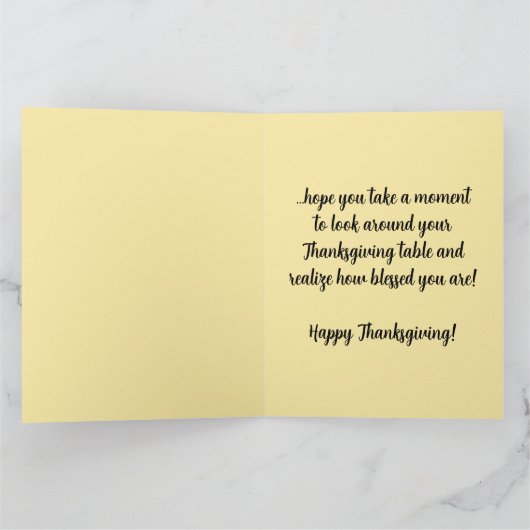 Bewerkbare Thanksgiving Dinner Blessings Kaart (Binnen)