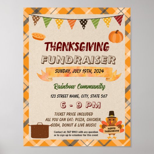 Bewerkbare Thanksgiving potluck flyer Poster (Voorkant)